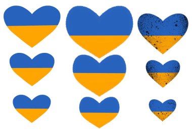 Kartlar, çıkartmalar, dergiler, hobiler ve gazeteler için Ukrayna bayrağı sevgisi kur