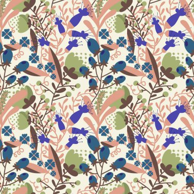 Kumaşlar, kartlar, çarşaflar, çocuklar ve ambalaj kağıtları için çiçeklerle basit, pürüzsüz desen.