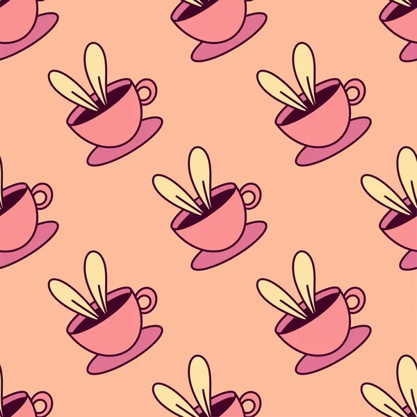 Seamless cup of coffee tea pattern for fabrics and textiles and packaging and linens and kids and wrapping paper