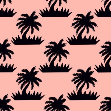 Kumaşlar, ambalajlar, hediyeler, kartlar, çarşaflar, çocuklar ve hobiler için kusursuz palmiye ağaçları deseni.