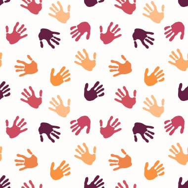 Kumaşlar, ambalajlar, hediyeler, kartlar, çarşaflar, çocuklar ve ambalaj kağıtları için kusursuz renkli el izi deseni.