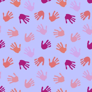 Kumaşlar, ambalajlar, hediyeler, kartlar, çarşaflar, çocuklar ve ambalaj kağıtları için kusursuz renkli el izi deseni.