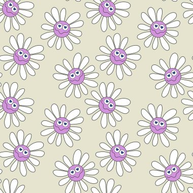 Kumaşlar, kartlar, çarşaflar, çocuklar ve ambalaj kağıtları için çiçeklerle basit, pürüzsüz desen.