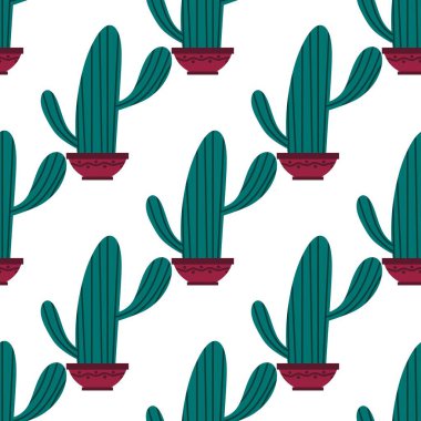 Kumaşlar, tekstil, ambalaj, hediyeler, kartlar, çarşaflar ve çocuklar için çiçeksiz kaktüs deseni.
