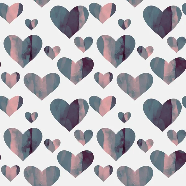 Sömlös Alla hjärtans dag mönster med hjärtan för vykort och presenter och kort — Stockfoto