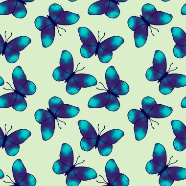 Kumaşlar, tekstil ve ambalajlar, çarşaflar, hediyeler ve kartlar için kusursuz kelebek deseni