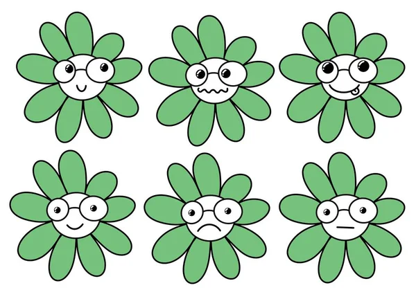 Set met cartoon bloemen voor stoffen en kinderen en verpakking en kaarten en stickers en tijdschriften en hobby 's — Stockfoto