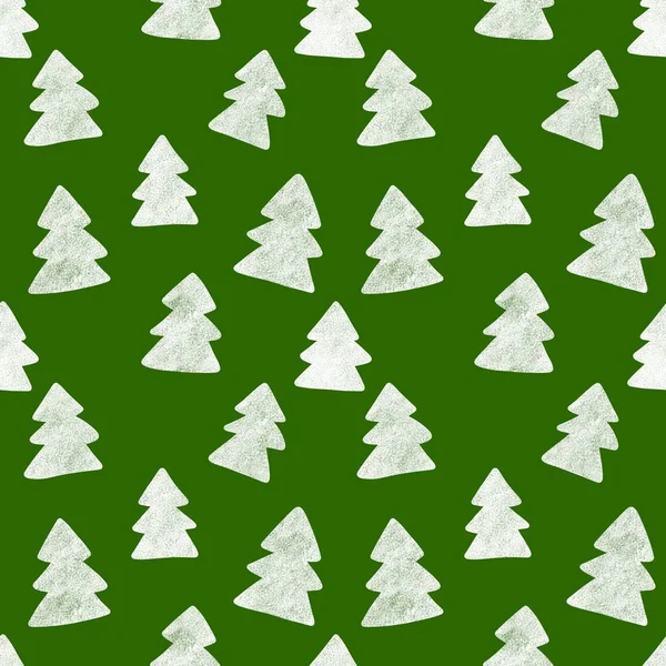 Doodle zielony cute choinki dla tkanin i prezentów — Zdjęcie stockowe