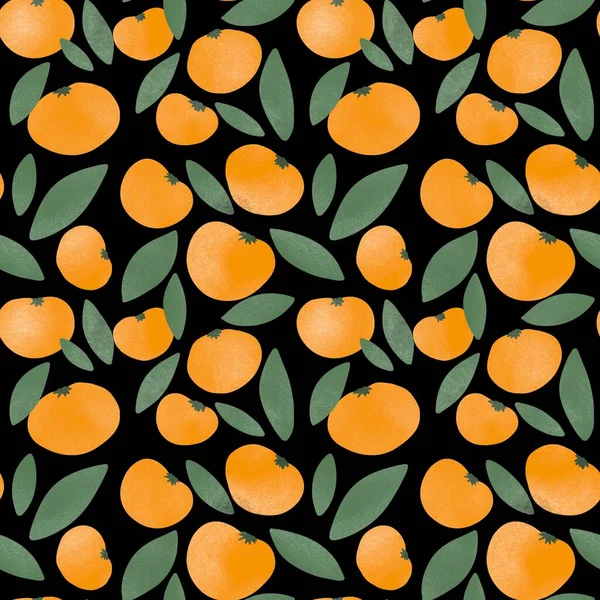 夏季水果,面料,纺织品,包装,礼品,卡片和亚麻布用无缝制橘子图案 — 图库照片