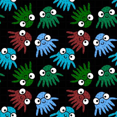 Kumaşlar, tekstil ve ambalajlar, hediyeler, kartlar ve çarşaflar için kusursuz ahtapot deseni.