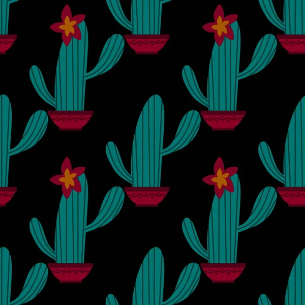 Modèle de cactus sans couture floral pour tissus et textiles et emballage et cadeaux et cartes et draps et enfants — Photo