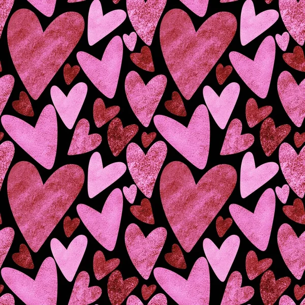 Seamless valentines pattern with hearts for postcard and gifts and cards — Stock Photo, Image