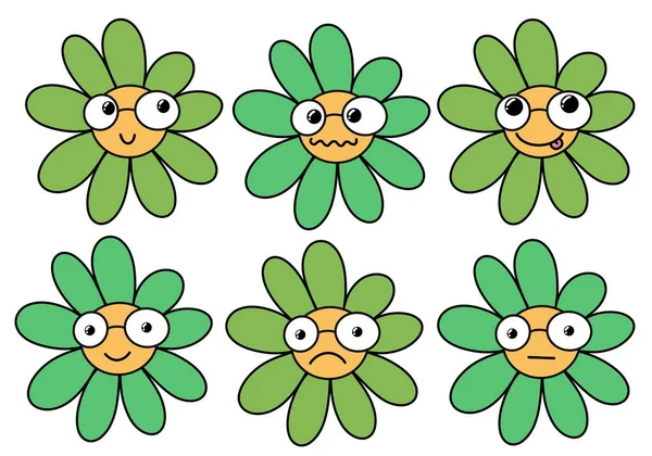 Set met cartoon bloemen voor stoffen en kinderen en verpakking en kaarten en stickers en tijdschriften en hobby 's — Stockfoto