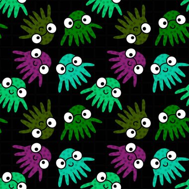 Kumaşlar, tekstil ve ambalajlar, hediyeler, kartlar ve çarşaflar için kusursuz ahtapot deseni.