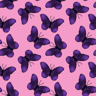 Kumaşlar, tekstil ve ambalajlar, çarşaflar, hediyeler ve kartlar için kusursuz kelebek deseni