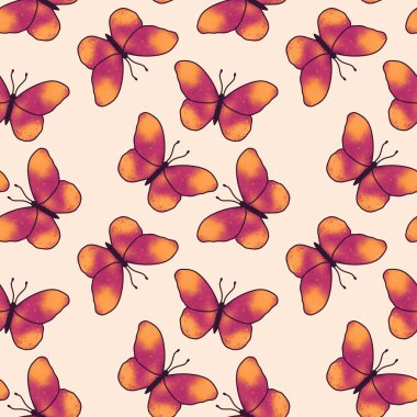 Kumaşlar, tekstil ve ambalajlar, çarşaflar, hediyeler ve kartlar için kusursuz kelebek deseni