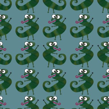 Çocuklar kusursuz hayvan kertenkele deseni kumaşlar ve tekstil ve ambalaj ve hediyeler ve kartlar ve çarşaflar ve çocuklar için