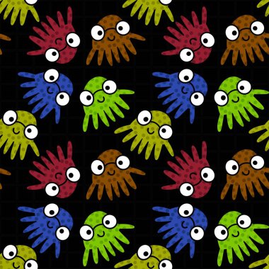 Kumaşlar, tekstil ve ambalajlar, hediyeler, kartlar ve çarşaflar için kusursuz ahtapot deseni.