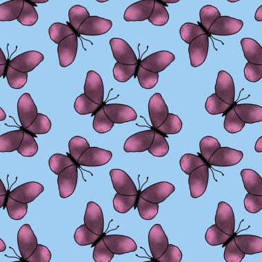 Kumaşlar, tekstil ve ambalajlar, çarşaflar, hediyeler ve kartlar için kusursuz kelebek deseni