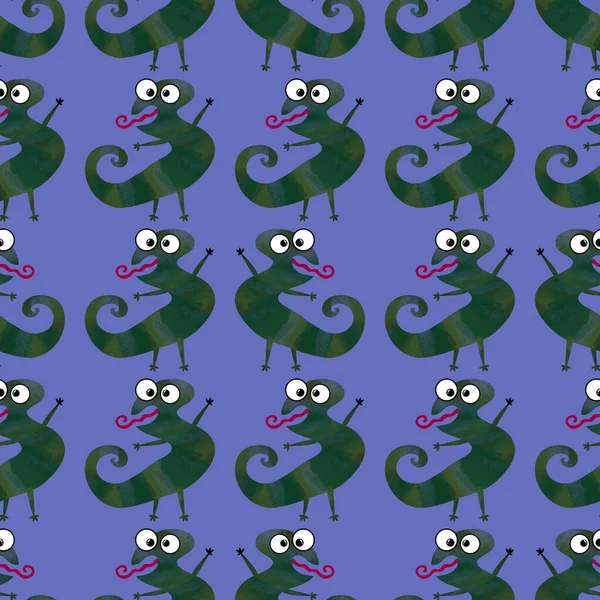 Kids seamless animals lizard pattern for fabrics and textiles and packaging and gifts and cards and linens and kids — Stock Photo, Image