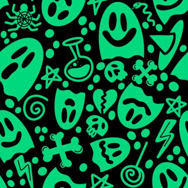 Duvar kağıtları, ambalajlar, hediyeler, kartlar, çarşaflar, çocuklar ve kumaşlar için kusursuz bir hayalet deseni.