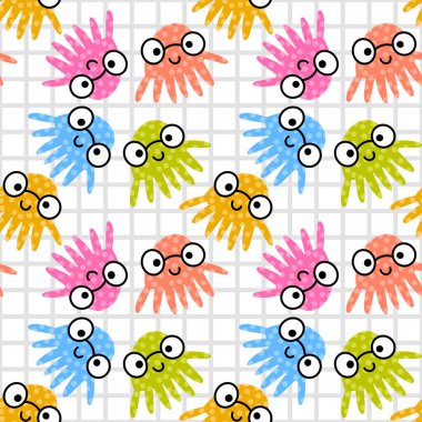 Kumaşlar, tekstil ve ambalajlar, hediyeler, kartlar ve çarşaflar için kusursuz ahtapot deseni.