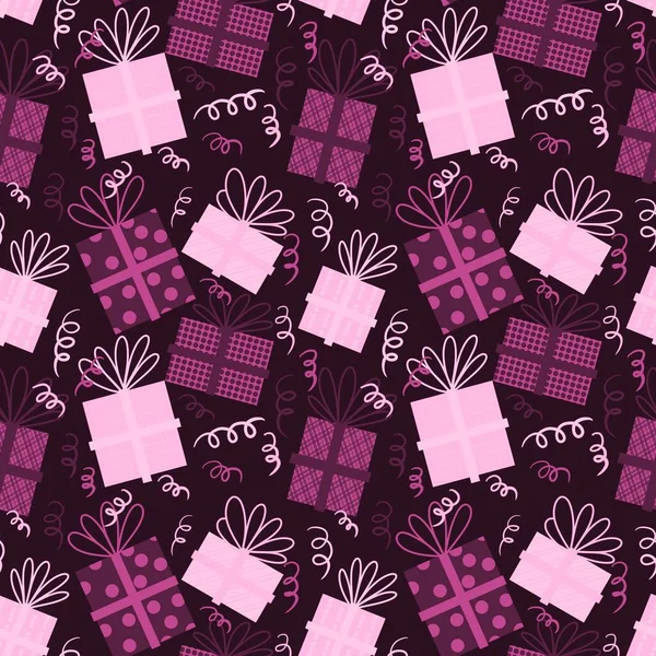 Birthday seamless gifts pattern for fabrics and cards and linens and wrapping paper and kids — Stock Photo, Image