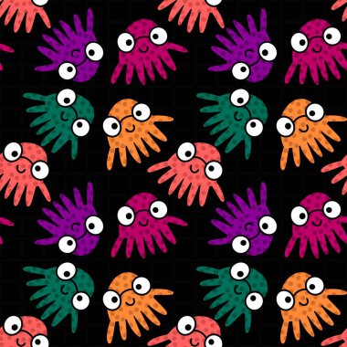 Kumaşlar, tekstil ve ambalajlar, hediyeler, kartlar ve çarşaflar için kusursuz ahtapot deseni.