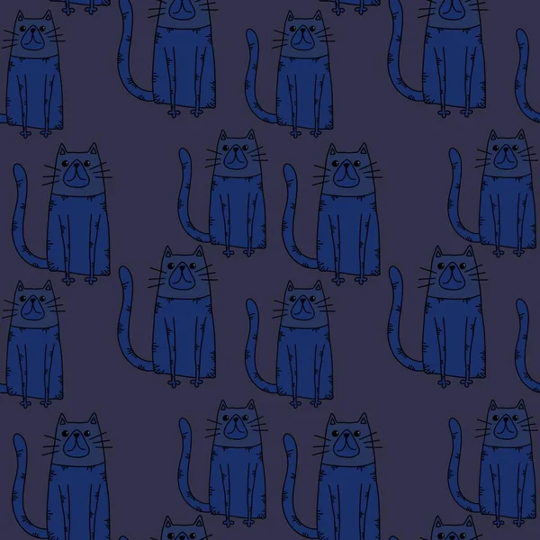 Dieren naadloze katten patroon voor stoffen en textiel en verpakking en geschenken en kaarten en linnengoed en kinderen — Stockfoto