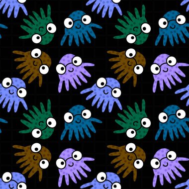 Kumaşlar, tekstil ve ambalajlar, hediyeler, kartlar ve çarşaflar için kusursuz ahtapot deseni.