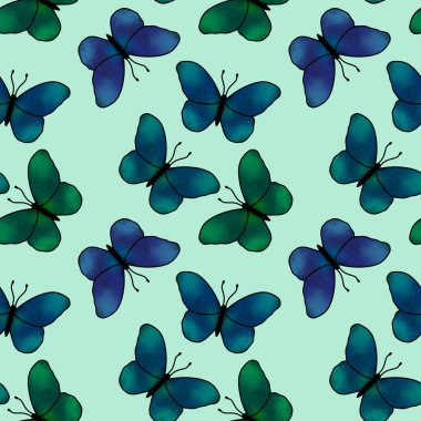 Kumaşlar, tekstil ve ambalajlar, çarşaflar, hediyeler ve kartlar için kusursuz kelebek deseni