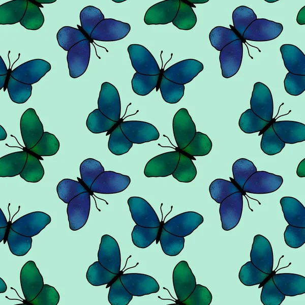 Padrão borboleta sem costura para tecidos e têxteis e embalagens e lençóis e presentes e cartões — Fotografia de Stock