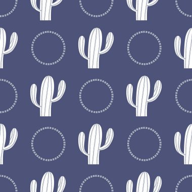 Kumaşlar, tekstil, ambalaj, hediyeler, kartlar, çarşaflar ve çocuklar için çiçeksiz kaktüs deseni.