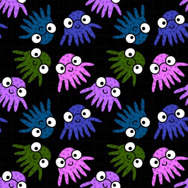 Kumaşlar, tekstil ve ambalajlar, hediyeler, kartlar ve çarşaflar için kusursuz ahtapot deseni.