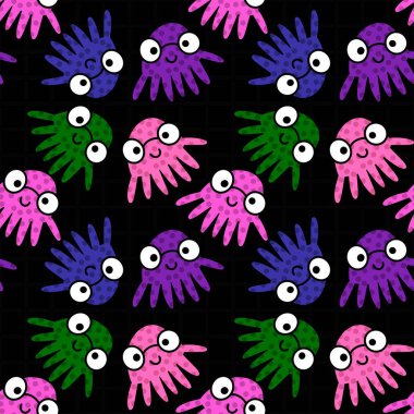 Kumaşlar, tekstil ve ambalajlar, hediyeler, kartlar ve çarşaflar için kusursuz ahtapot deseni.