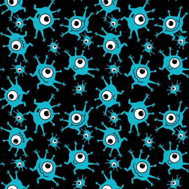 Çocuklar kağıtları, hediyeleri, kartları, tekstil ürünlerini, ambalajları ve hobileri paketlemek için kusursuz uzaylı desenleri.