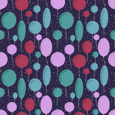 Doğum günü balonları kumaşlar, ambalajlar, hediyeler, kartlar, çarşaflar, çocuklar ve ambalaj kağıtları için kusursuz desenler.