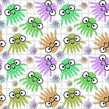 Kumaşlar, tekstil ve ambalajlar, hediyeler, kartlar ve çarşaflar için kusursuz ahtapot deseni.