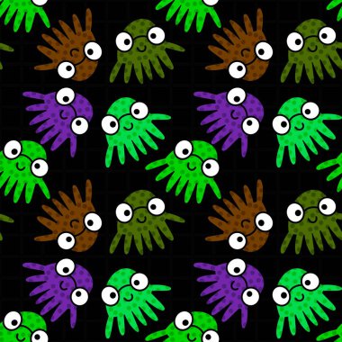 Kumaşlar, tekstil ve ambalajlar, hediyeler, kartlar ve çarşaflar için kusursuz ahtapot deseni.