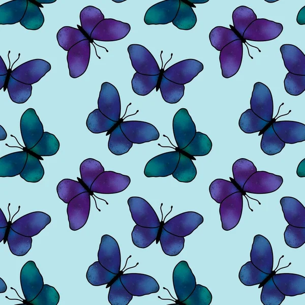 Seamless butterfly pattern for fabrics and textiles and packaging and linens and gifts and cards — Stock Photo, Image