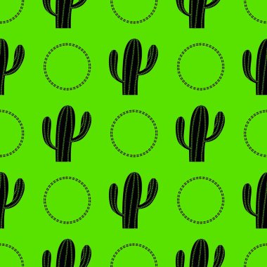 Kumaşlar, tekstil, ambalaj, hediyeler, kartlar, çarşaflar ve çocuklar için çiçeksiz kaktüs deseni.