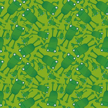 Kumaşlar, tekstil, ambalaj, hediyeler, kartlar, çarşaflar ve ambalaj kağıtları için kusursuz kurbağa desenleri. 