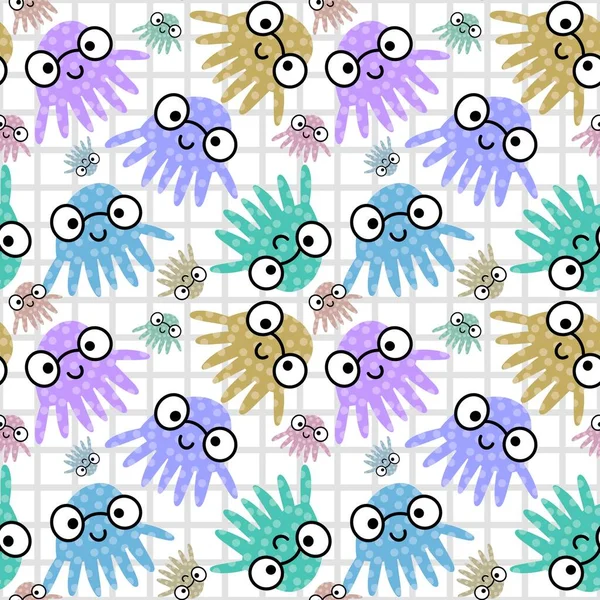 Kumaşlar, tekstil ve ambalajlar, hediyeler, kartlar ve çarşaflar için kusursuz ahtapot deseni.