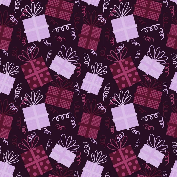 Birthday seamless gifts pattern for fabrics and cards and linens and wrapping paper and kids — Stock Photo, Image