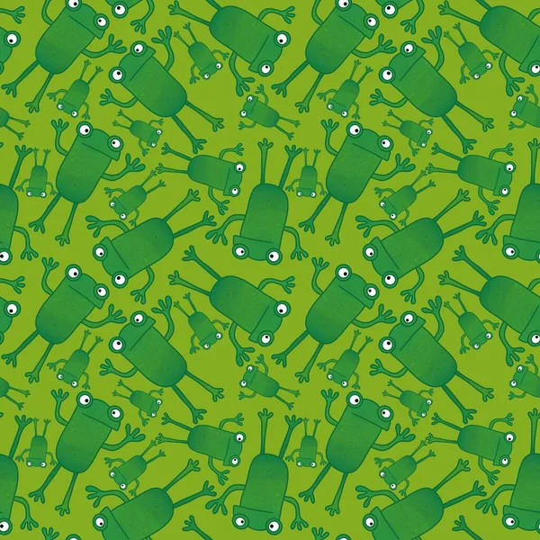 Дитячий безшовний візерунок жаб для тканин і текстилю, упаковки, подарунків, карт, постільної білизни та паперу — стокове фото