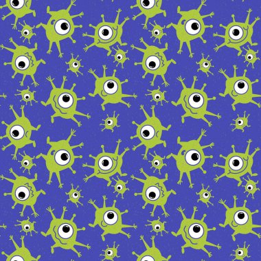 Çocuklar kağıtları, hediyeleri, kartları, tekstil ürünlerini, ambalajları ve hobileri paketlemek için kusursuz uzaylı desenleri.