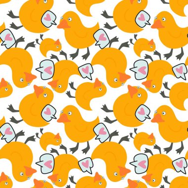Hayvanlar kumaşlar, tekstil ve ambalajlar, hediyeler, kartlar, çarşaflar ve çocuklar için kusursuz sarı ördek desenleri.