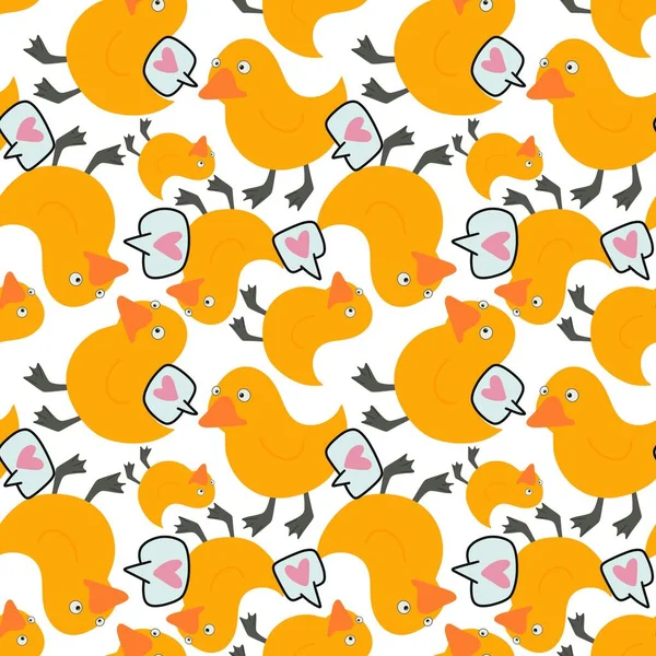 Animals seamless yellow ducks pattern for fabrics and textiles and packaging and gifts and cards and linens and kids — Stock Photo, Image