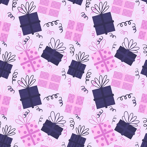 Birthday seamless gifts pattern for fabrics and cards and linens and wrapping paper and kids — Stock Photo, Image