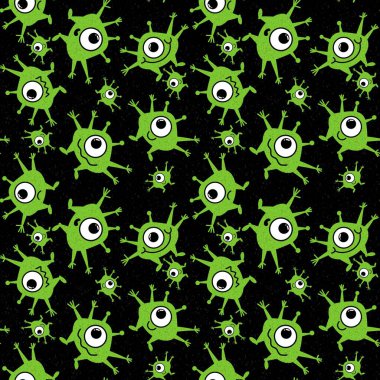 Çocuklar kağıtları, hediyeleri, kartları, tekstil ürünlerini, ambalajları ve hobileri paketlemek için kusursuz uzaylı desenleri.